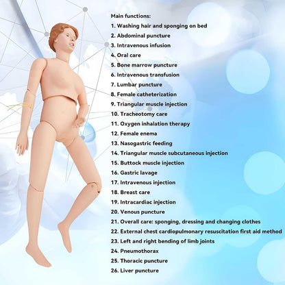 Nursing Skills Training Manikin Medical Mannequin for Training, Medical Mannequin for Training for Clinical Skills Training and Patient Care Teaching Education Pratice (Male)(Female)