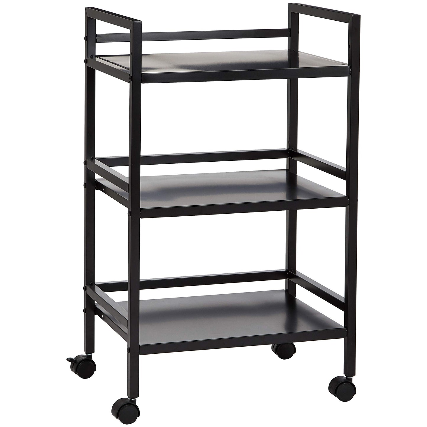 Amazon Basics 3-Tier Metal Rolling Utility Cart, Storage Organizer, Multifunctional Storage, Mobile Shelving, Black