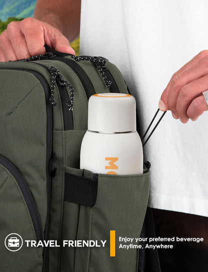 MOJOCO Portable Travel Kettle - 20oz Double Wall Vacuum Insulated Stainless Steel Kettle for Coffee, Tea - Leak Proof Portable Small Water Boiler for RV, Camping