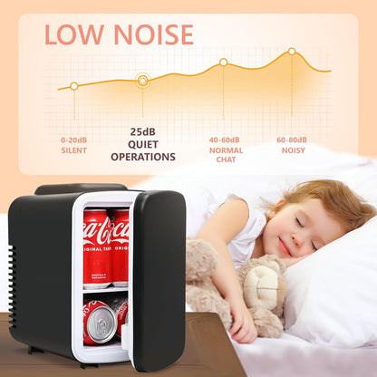 EUHOMY Mini Fridge, 4 Liter/6 Cans Portable Cooler and Warmer for Skin Care, Cosmetics, Beverage, 4L Makeup Mini Fridge