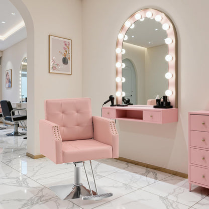 BarberPub Classic Salon Chair for Hair Stylist,Hydraulic Barber Styling Chair,Beauty Salon Spa Equipment 8818 (Pink)