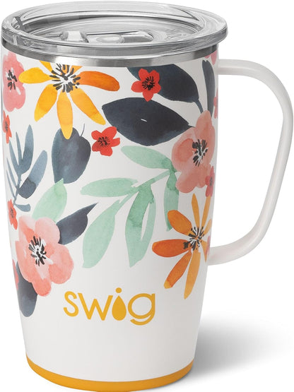 18oz Swig Life Travel Mug, Insulated Tumbler with Handle and Lid, Cup Holder Friendly, Dishwasher Safe, Stainless