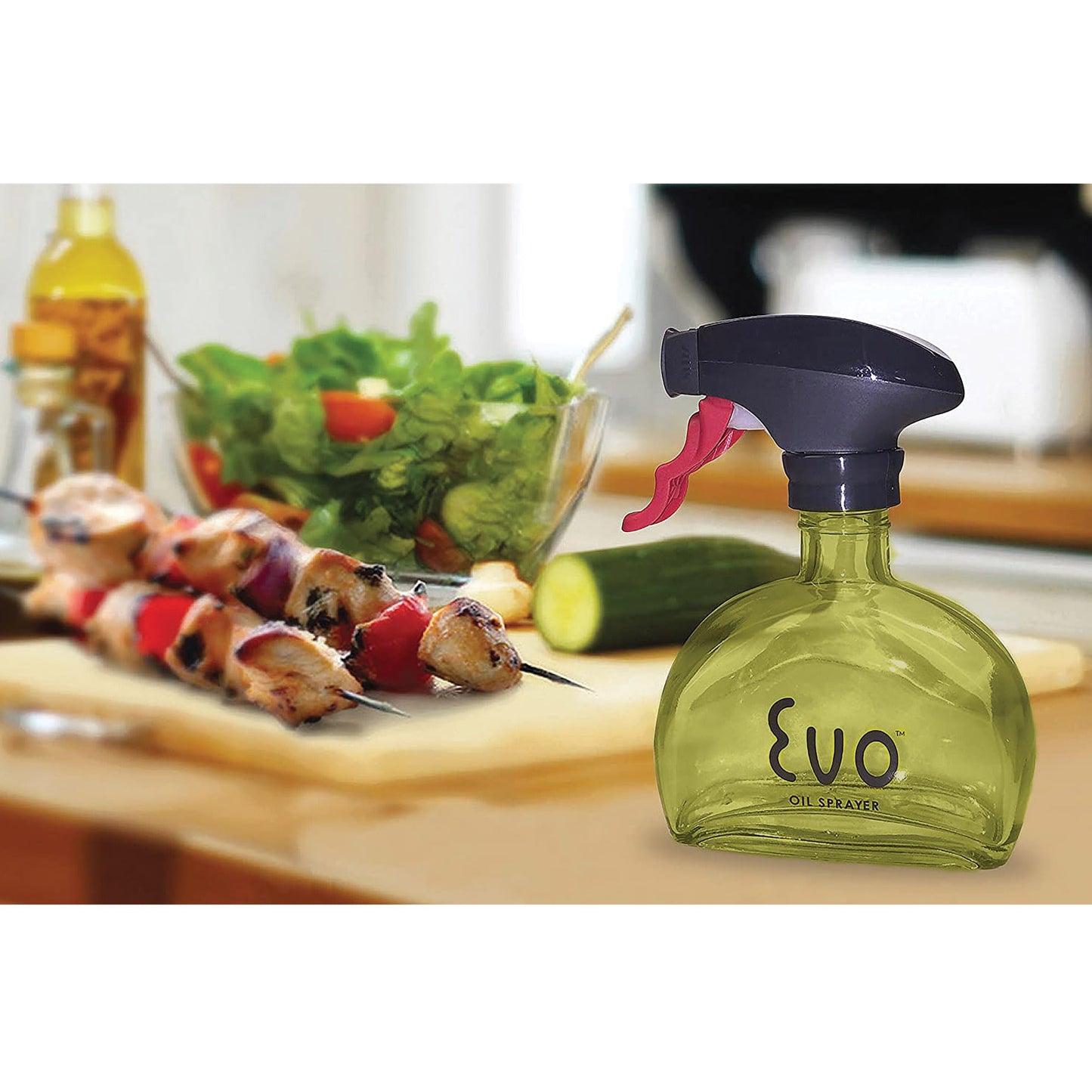 Evo Oil Sprayer Glass, Non-Aerosol for Olive, Cooking Oils, and Vinegars, Yellow, 6-Ounce Capacity