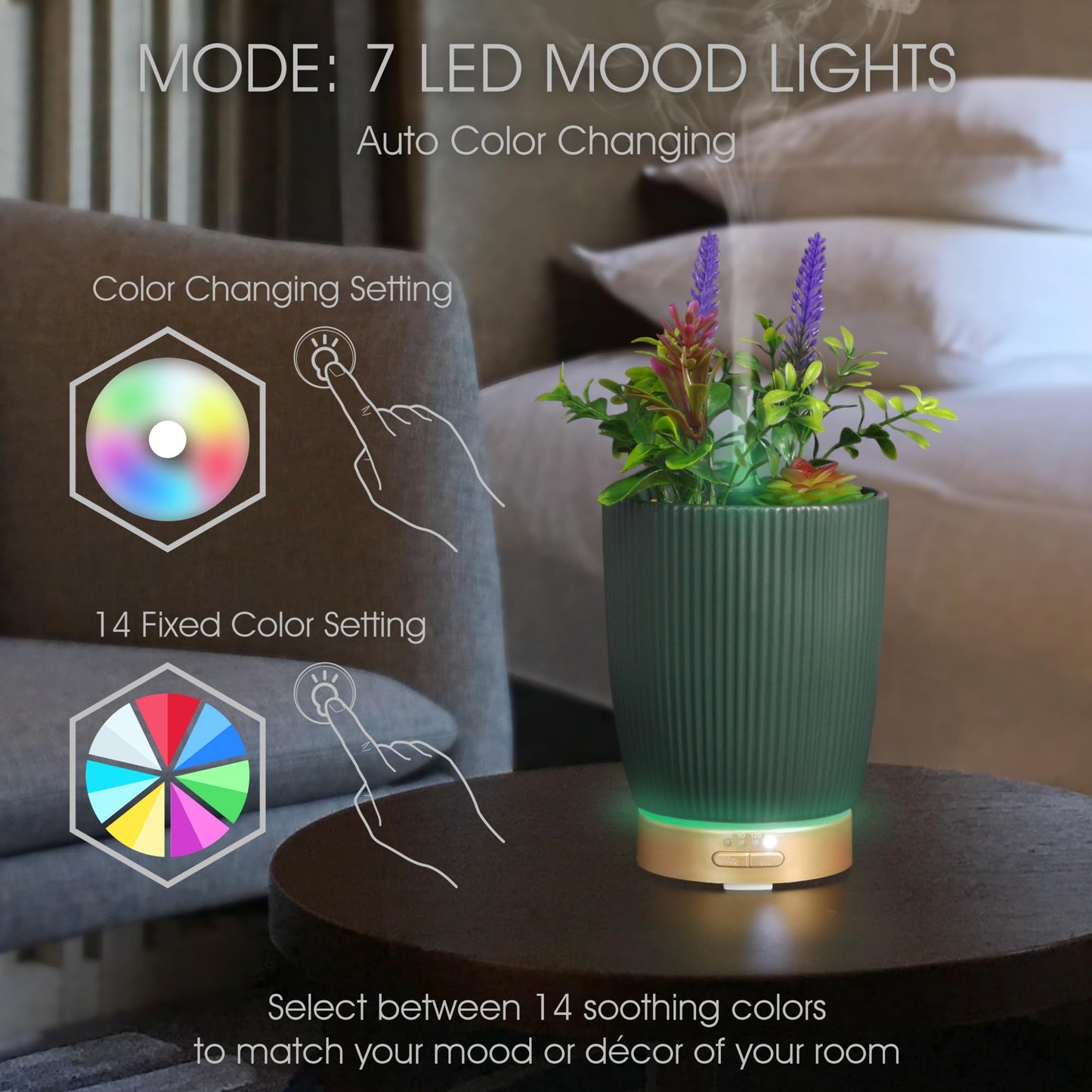 Earnest Living Essential Oil Diffuser White Ceramic Diffuser 100 ml Timers Night Lights and Auto Off Function Home Office Humidifier Aromatherapy Diffusers for Essential Oils