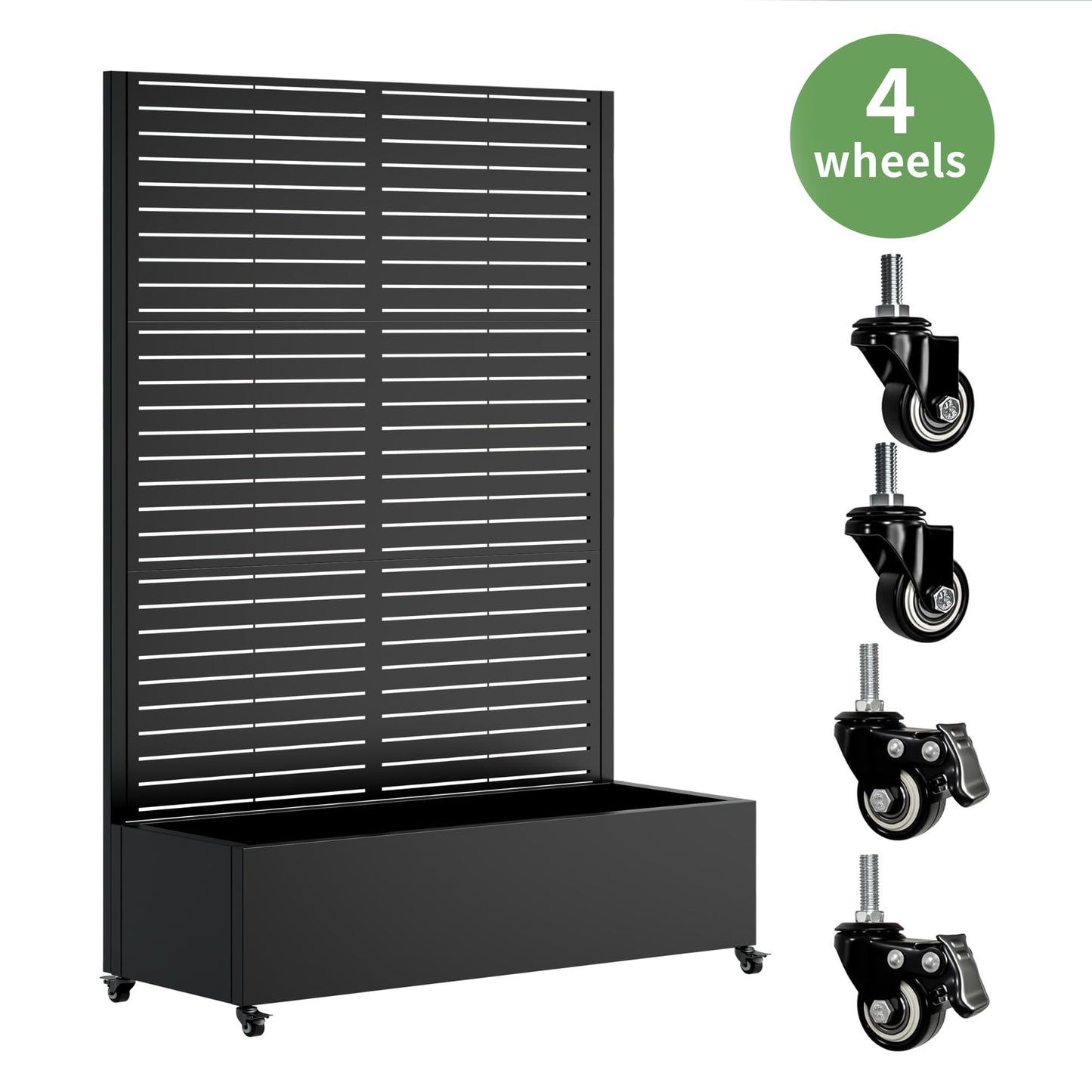 Nevoc Metal Raised Garden Bed, Outdoor Planter Box with Trellis on Wheels, Weather-Resistant Plant Planter for Climbing Plants Flower Vegetables for Patio Backyard Poolside (73"x47"x16", A)