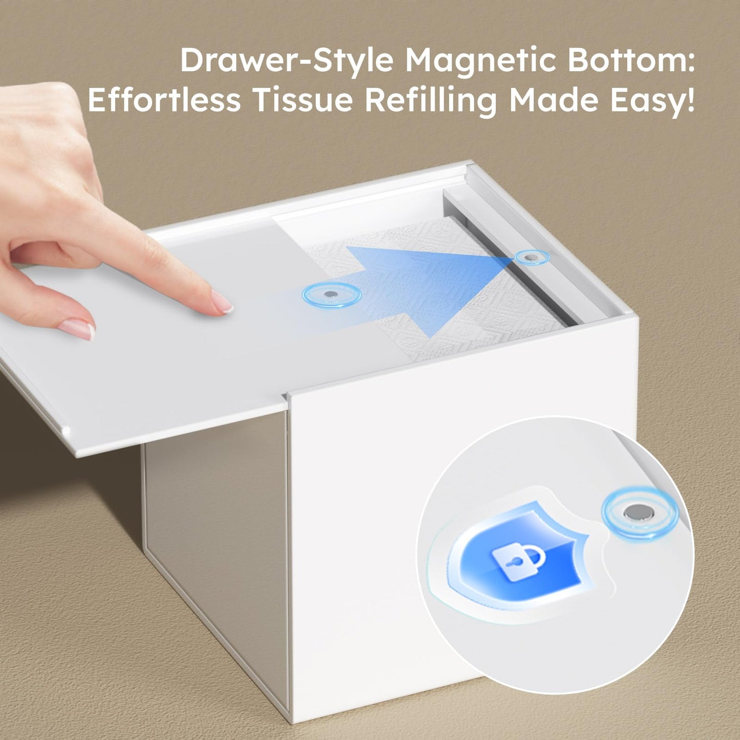FEMELI Tissue Box Cover,Square Acrylic Tissues Paper Holder for Bathroom Bedroom Office,White