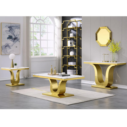 Anewsun Gold Console Table, White and Gold Living Room Sofa Table, 50" Rectangle Console Table for Entryway, Living Room, Office, Foyer, Front Hall, Hallway