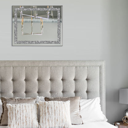 Ruomeng Rectangular Wall Mirror, 16" x 20", Crystal Crush Diamond, Bathroom, Entryway & Bedroom