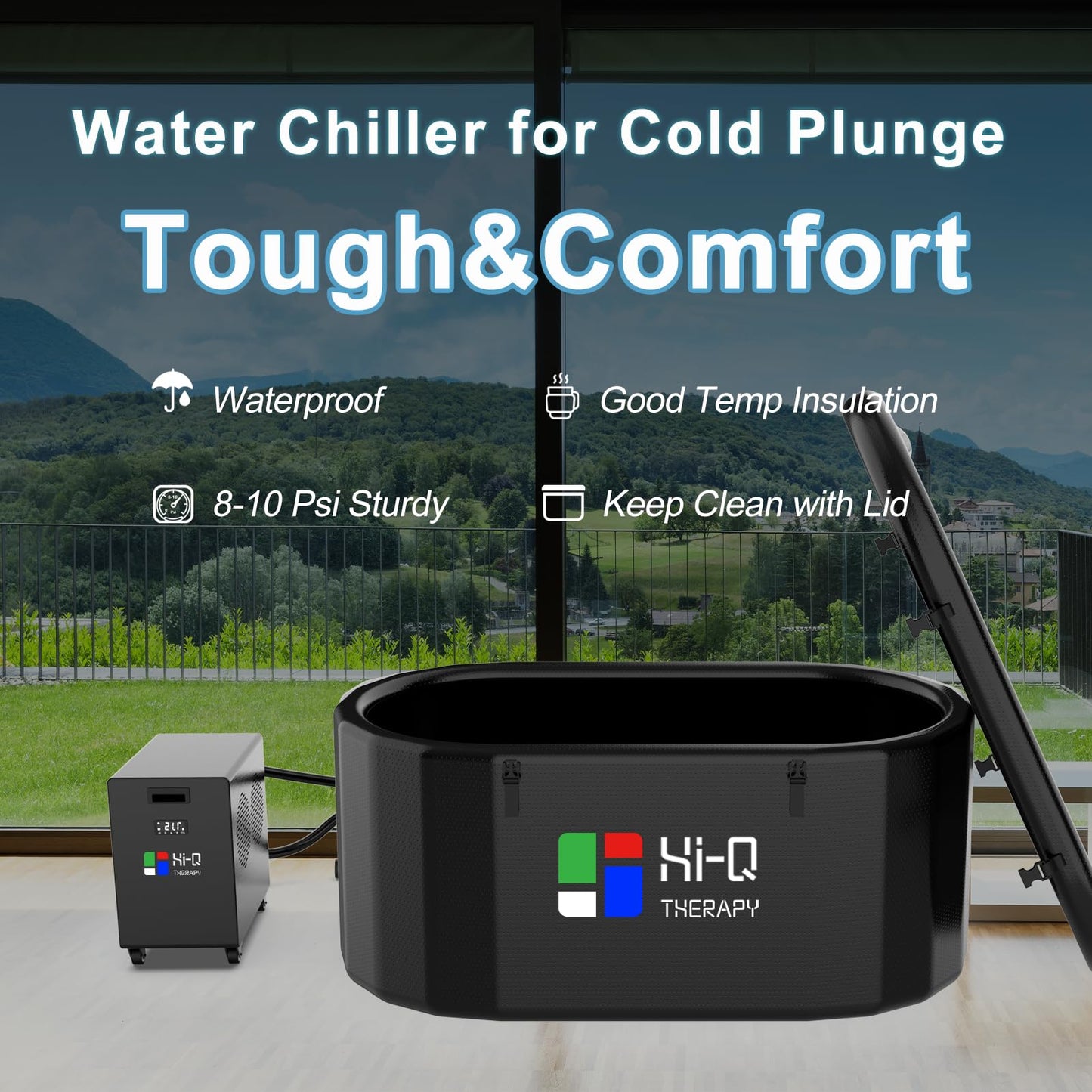 Hi-Q Therapy Ice Bath Tub Chiller, Inflatable Cold Tub PVC Material, All in one Plunge Chiller with Pump, 2600W Chilling Efficiency for Recovery