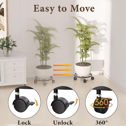 Chinpakden 10.24" 360 2 Pack. Plant Caddy with Wheels - Plant Stand with Wheels, Lockable Plant Rollers Plant Dolly