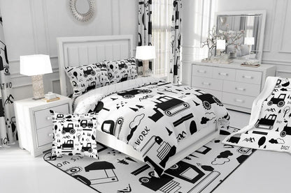 Set Set Set Set 1 Feelyou Construction Bedding Twin Size Equipment Trucks Comforter for Kids Boys Girls Decor Cartoon