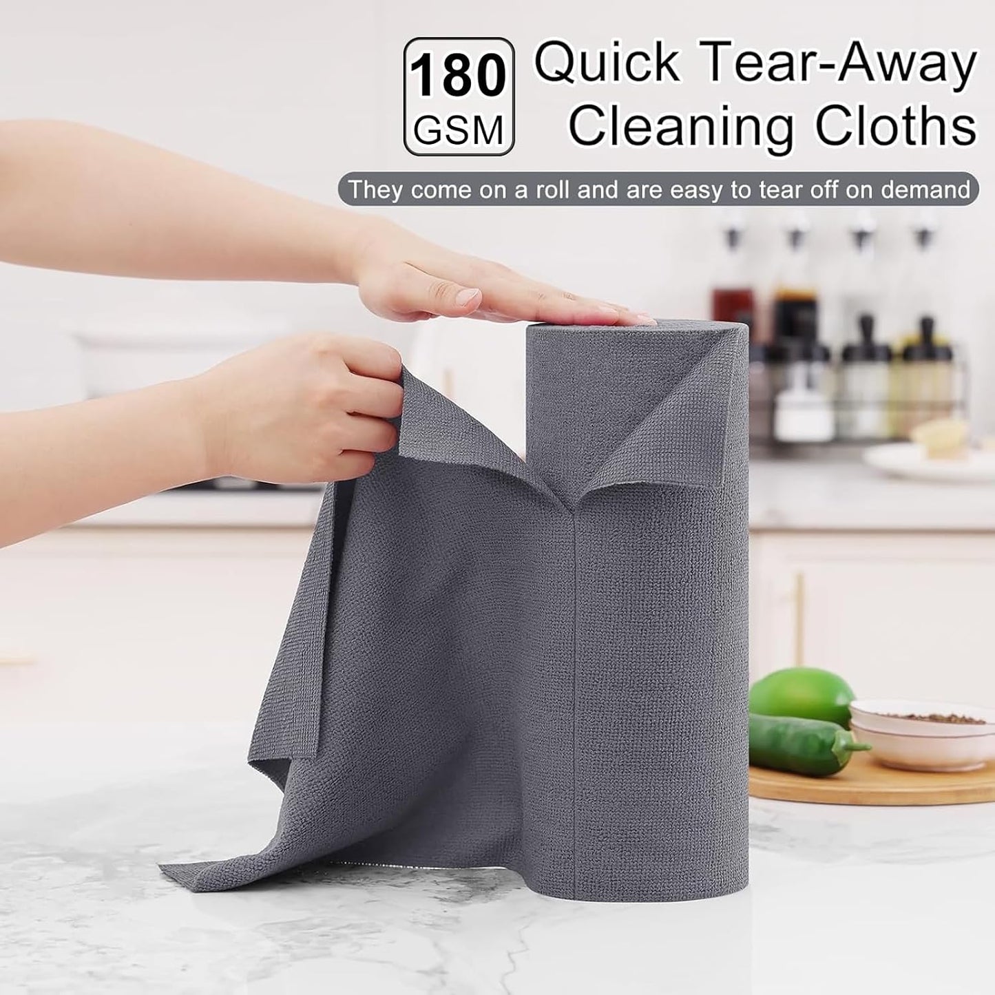 40 Sheets-11.8" 11.8", Homaxy Tear Away Dish Cloths Rolls, X Reusable Washable Dish Towels for Kitchen, Ultra Absorbent