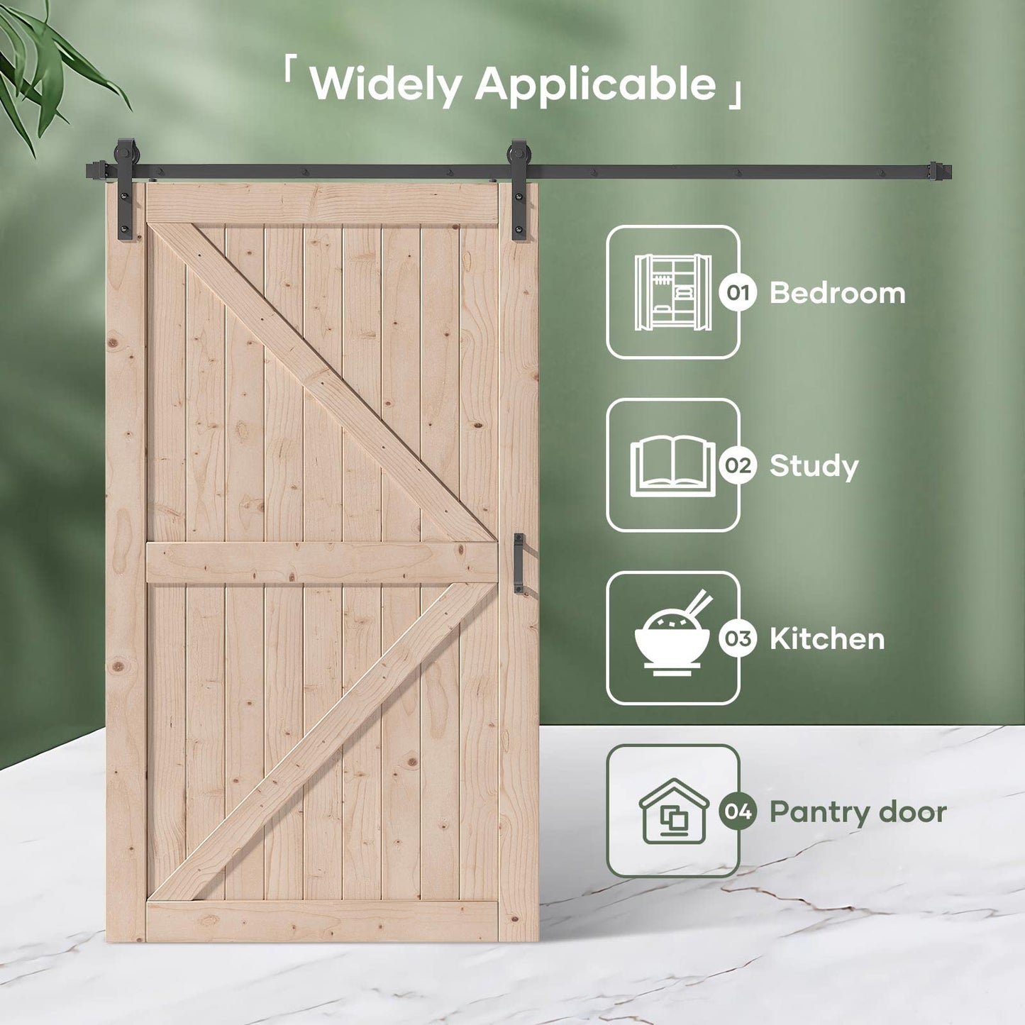 FREDBECK 48in x 80in Sliding Wood Barn Door with 8FT Barn Door Hardware Kit Included K Shape Solid Spruce Panel Sliding Door Double Surfaces Need to Assembly