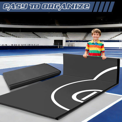 KIKILIVE Wrestling Mat Large 10x6.6FT for Home Workout, High-Density XPE Foam Training Mat for MMA Exercise Yoga, 1.2inch Thicken Folding Gym Mat for Tumbling Grappling Boxing Taekwondo Cheerleading, Black