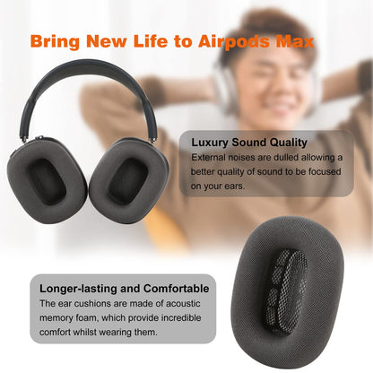 Earrock Ear Cushions Replacement for AirPods Max Headphones,Mesh Fabric Covered Earpads with Memory Foam and Magnet (Green)