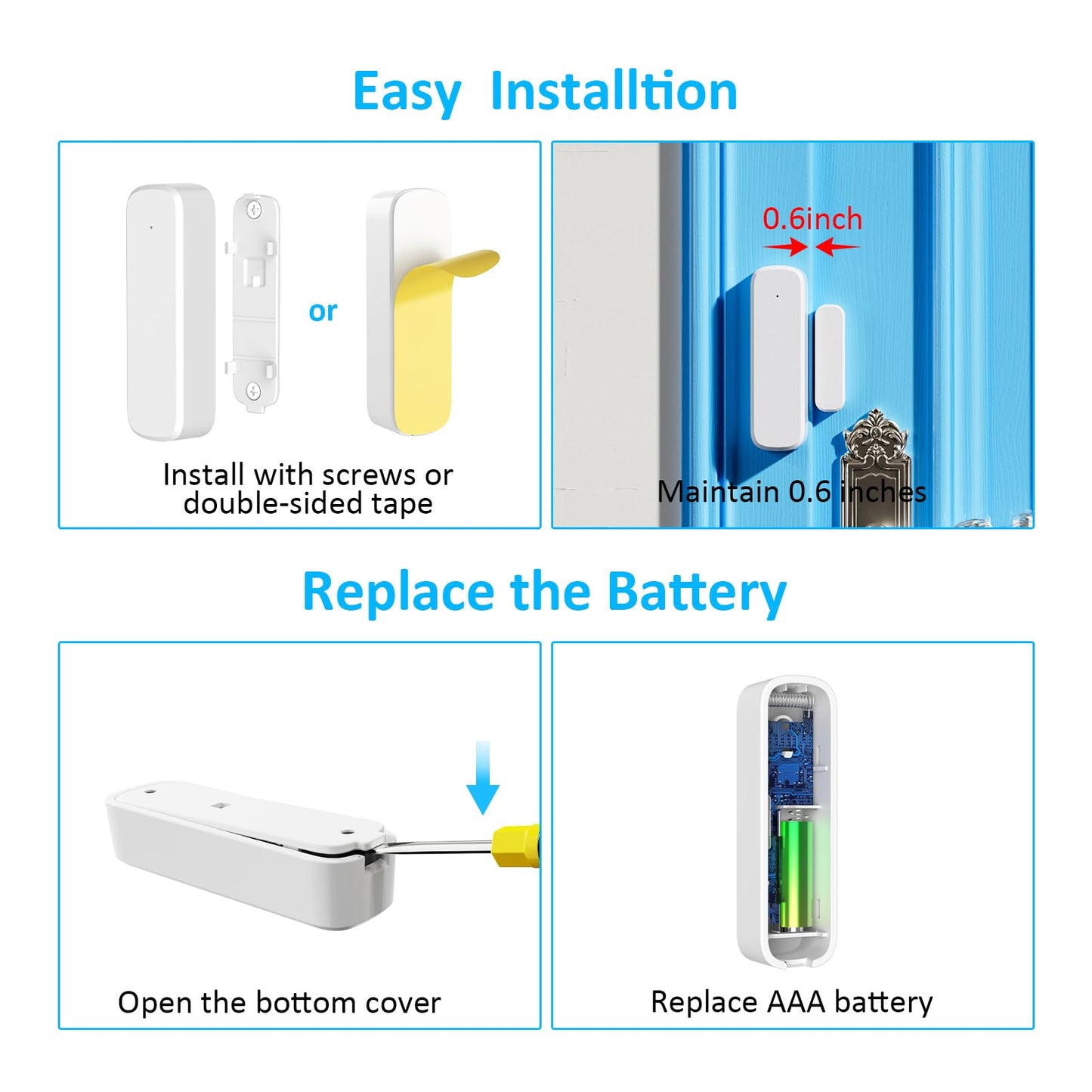 Wireless Door Sensor Chime, Door Open Alarm When Entry Business/Office/Store (500ft Range 51 Ringer Adjustable Volume) Home Alert Bell for Kid/Toddler Safety