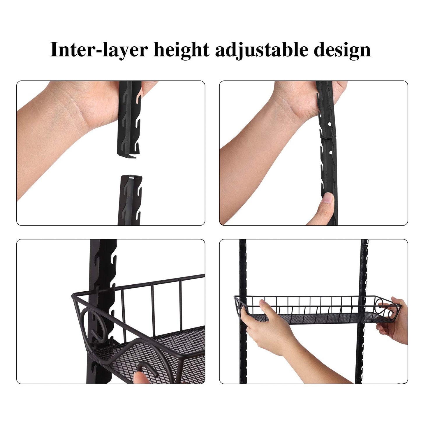 SWOMMOLY Adjustable Wall Mount Spice Rack, 9-Tier Dual-use (Multi-use) Organizer, Black