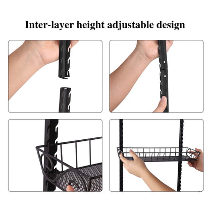 SWOMMOLY Adjustable Wall Mount Spice Rack, 9-Tier Dual-use (Multi-use) Organizer, Black