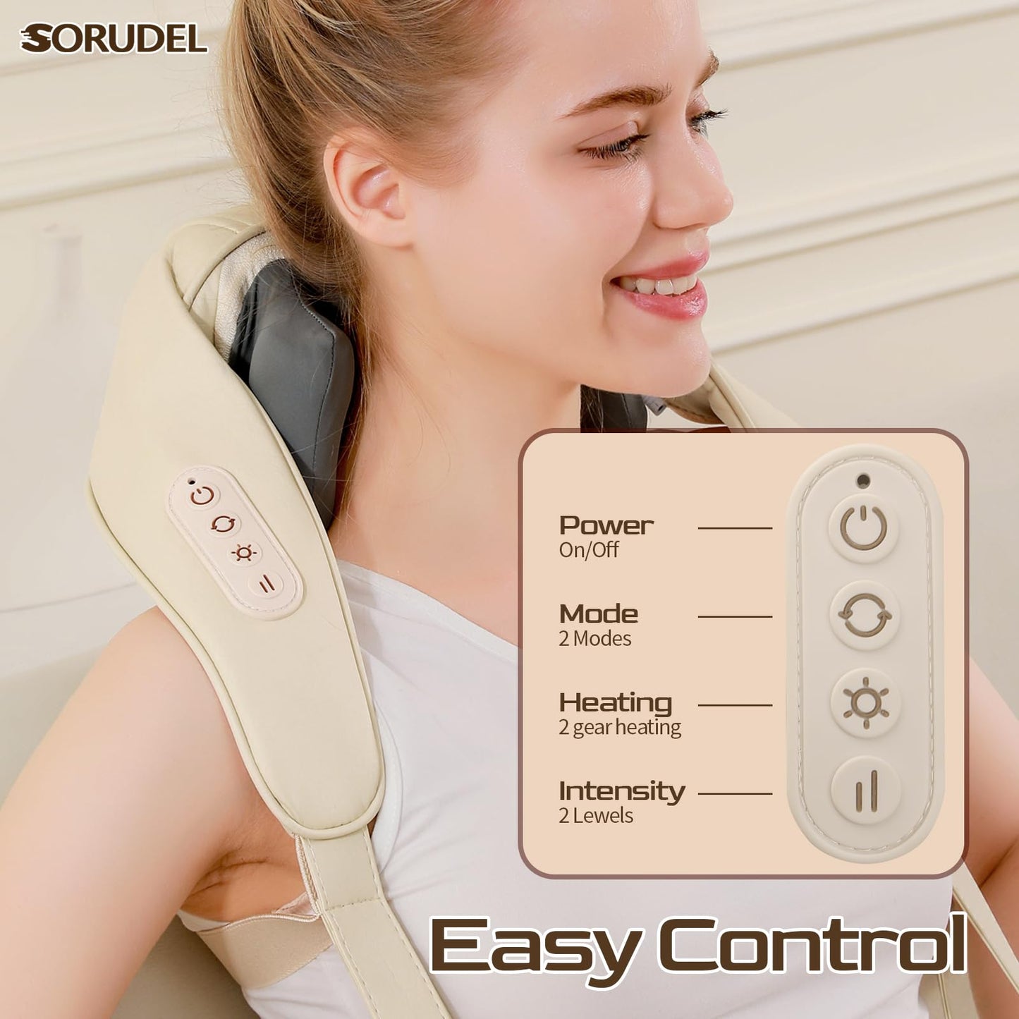 Neck Massager Roller with Heat Shiatsu Deep Tissue Kneading Massager Neck and Back Massager Gift for Mom Dad Christmas Black