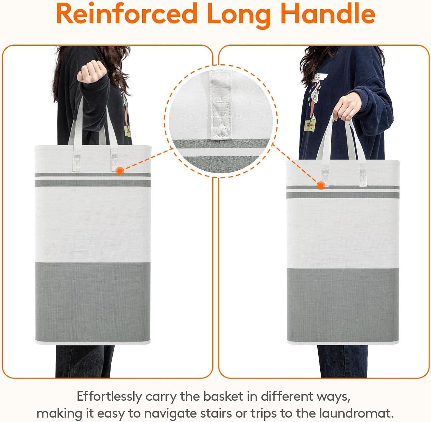 Lifewit 3 Pack 80L Large Freestanding Laundry Hamper, Collapsible Waterproof Tall Clothes Basket for Laundry