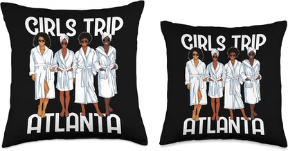 Girls Trip 2024 Atlanta for Black Melanin Women Spa Relax Throw Pillow, 16x16, Multicolor