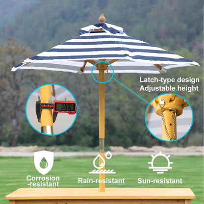LLZJDDPLY Kids Wooden Picnic Table, Outdoor Activity Dining Table w/Adjustable Collapsible Umbrella, Children Backyard Furniture, for Patio, Garden(Green)