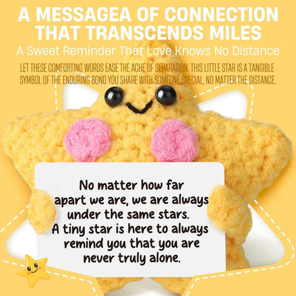 Crochet Yellow Star Doll Friendship Gift - Emotional Comfort Support Decor, Long Distance Relationship Moving Away Farewell Goodbye Leaving Gifts for Women Friend Couple Boyfriend Girlfriend Coworker