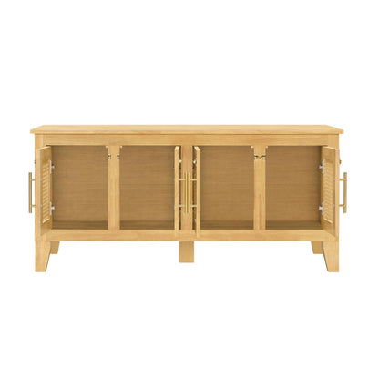 Christopher Knight Home Concun Large Dog Crate Furniture with Breathable Rattan Doors, Rubber Wood Kennel Indoor, Heavy Duty Dog Crate, Multifunctional 2-in-1 Living Room Storage Cabinet, Natural
