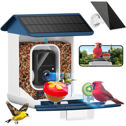 BROAIMX Smart Bird Feeder with Camera-AI Identify 11,000+ Species, 2K HD Auto Capture Birds Video & 64G TF Card, Solar-Powered Wireless Outdoor Design, Birdhouse with Built-in Two-Way Microphone