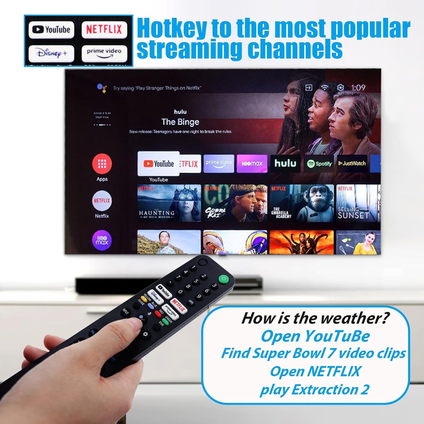RMF-TX520U for Sony Smart TV & Bravia TV with Voice Control - Replacement Remote for Sony 2019-2023 XBR/KD/XR Series, X80J, X85J, X90J, A80J etc - 1 Year Warranty