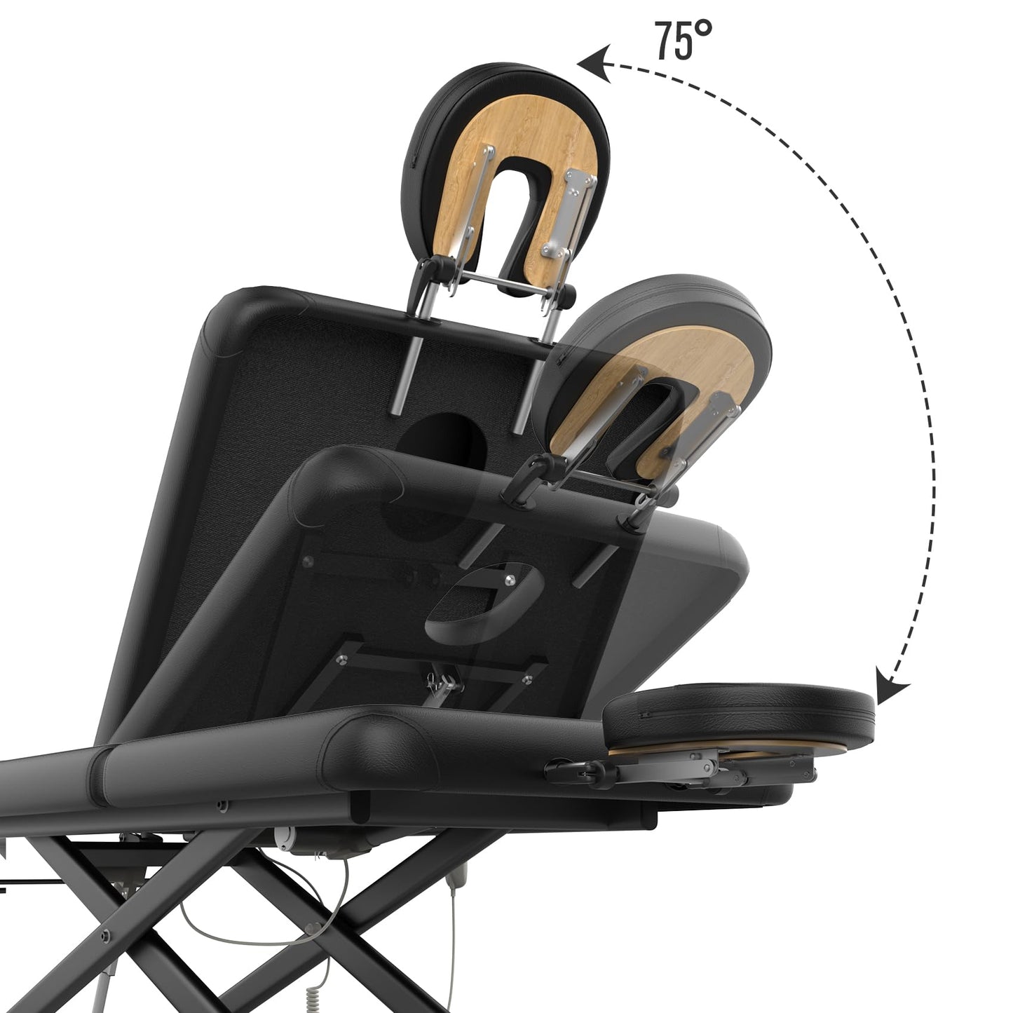 Electric Massage Bed with Adjustable Height and Backrest, Electric Massage Table for Treatment, Physical Therapy and Spa Facial Bed, 2 Motor, Hydraulic Equipment, Remote Control, 32 W x 75 L, Black