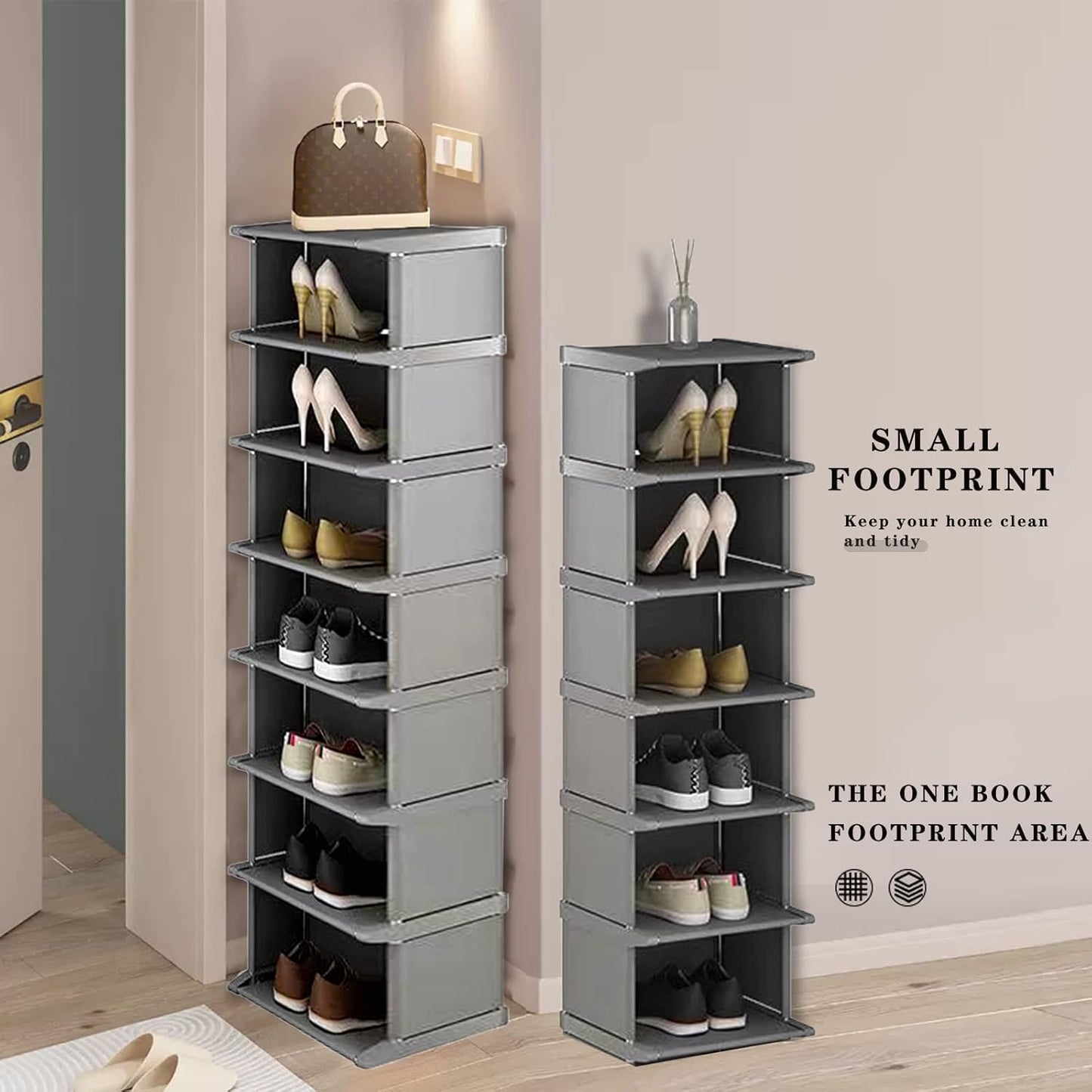 Rack12Tiers, Entryway,Hallway,Closet, AFOORD Narrow Shoe Tall Skinny Shoe Organizer, Small Space and Vertical Shoe