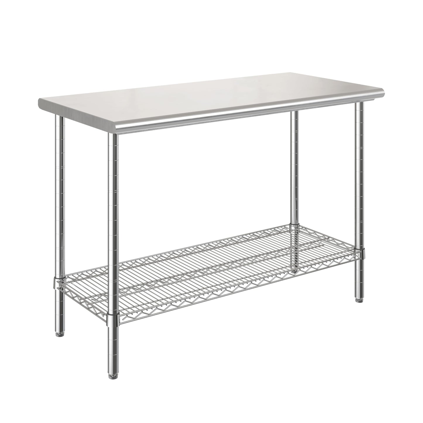Seville Classics Commercial Work Table Island Utility Cart Prep Station, for Restaurant, Kitchen, Warehouse, Garage, Hotel, Home, Stainless-Steel Top NSF , 49" W x 24" D