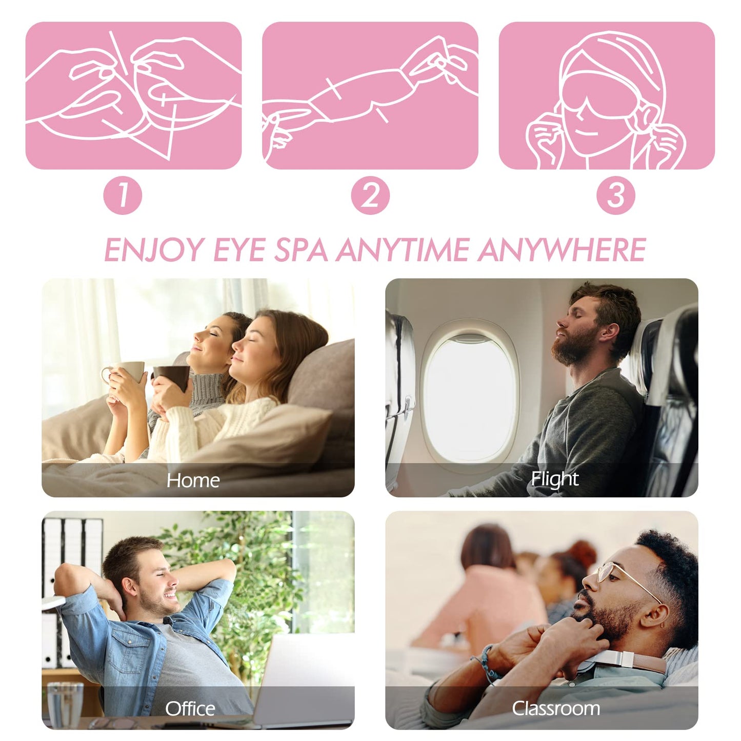 Jekeno Steam Eye Mask, 16 Packs Eye Masks for Dry Eyes, 40-60 Minutes Self Moist Warm Compress Heated Disposable Mask for Sleep, Spa Relaxing Trip Gifts, Travel Essentials for Women Men