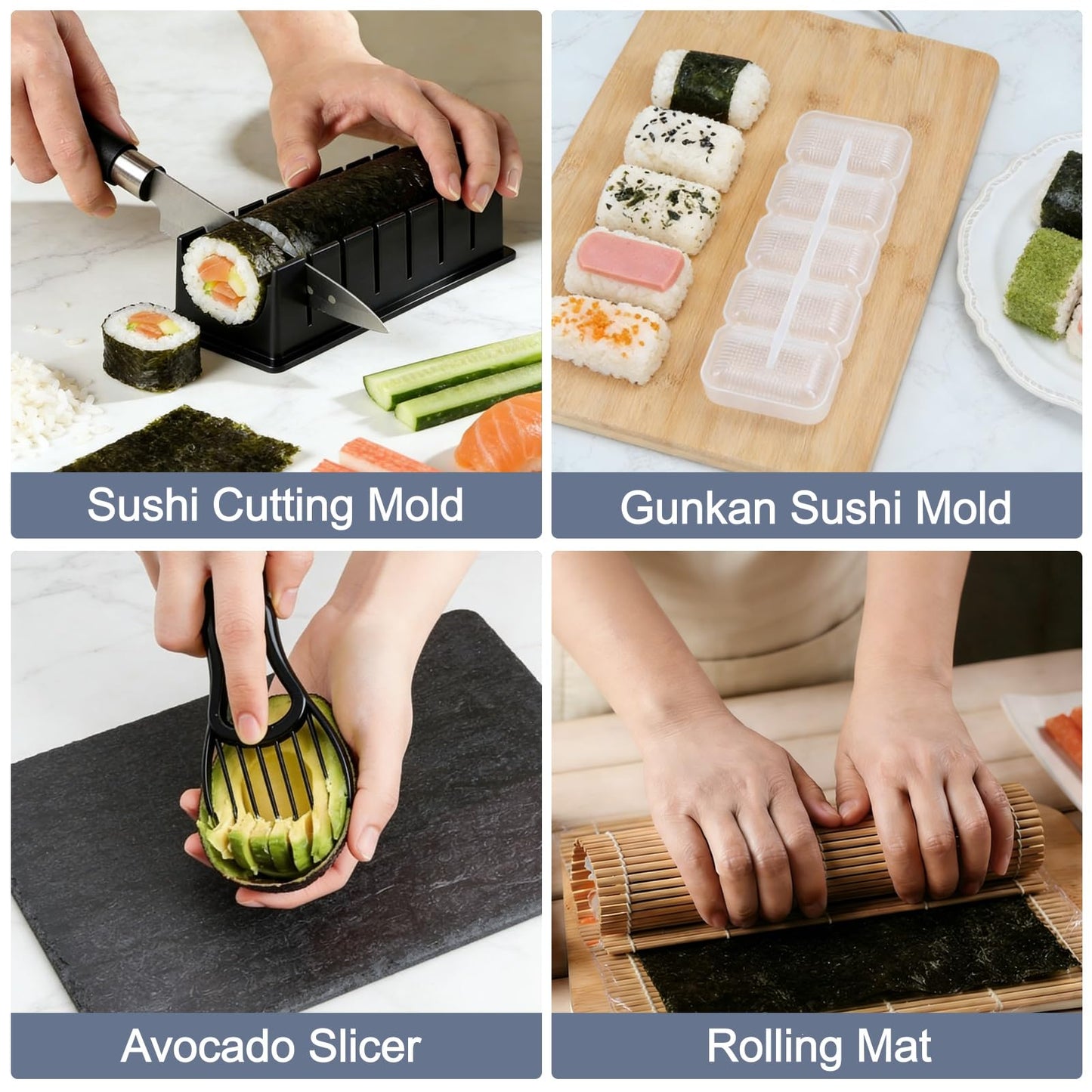 23pcs Sushi Making Kit, Complete Sushi Making Kit with Bazooka Roller, Sushi Mold, Bamboo Mats,Chopsticks, Sauce Dishes, Sushi Making Kit for Beginners & Pros Sushi Makers Kitchen Accessories