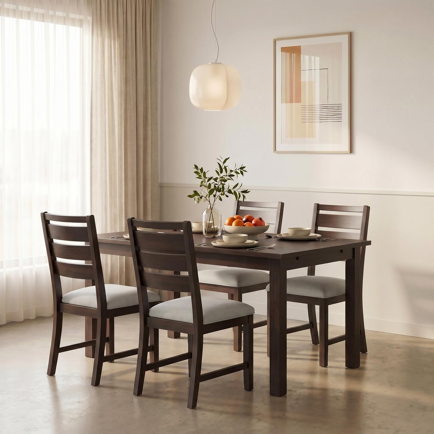 COLAMY Modern Dining Chairs Set of 4, Breathable Fabric Kitchen Chairs with High-Resilience Cotton Padding, Ergonomic Solid Wood Legs Accent Seating for Living Room 250LBS,Brown