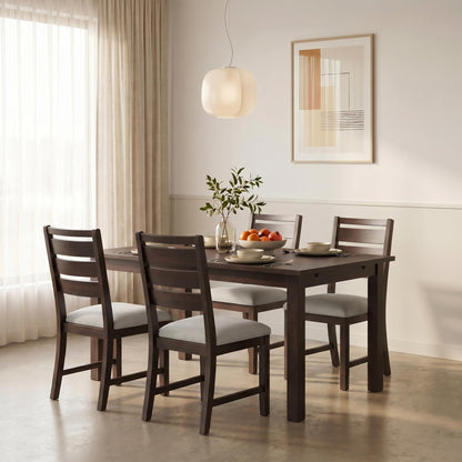 COLAMY Modern Dining Chairs Set of 4, Breathable Fabric Kitchen Chairs with High-Resilience Cotton Padding, Ergonomic Solid Wood Legs Accent Seating for Living Room 250LBS,Brown