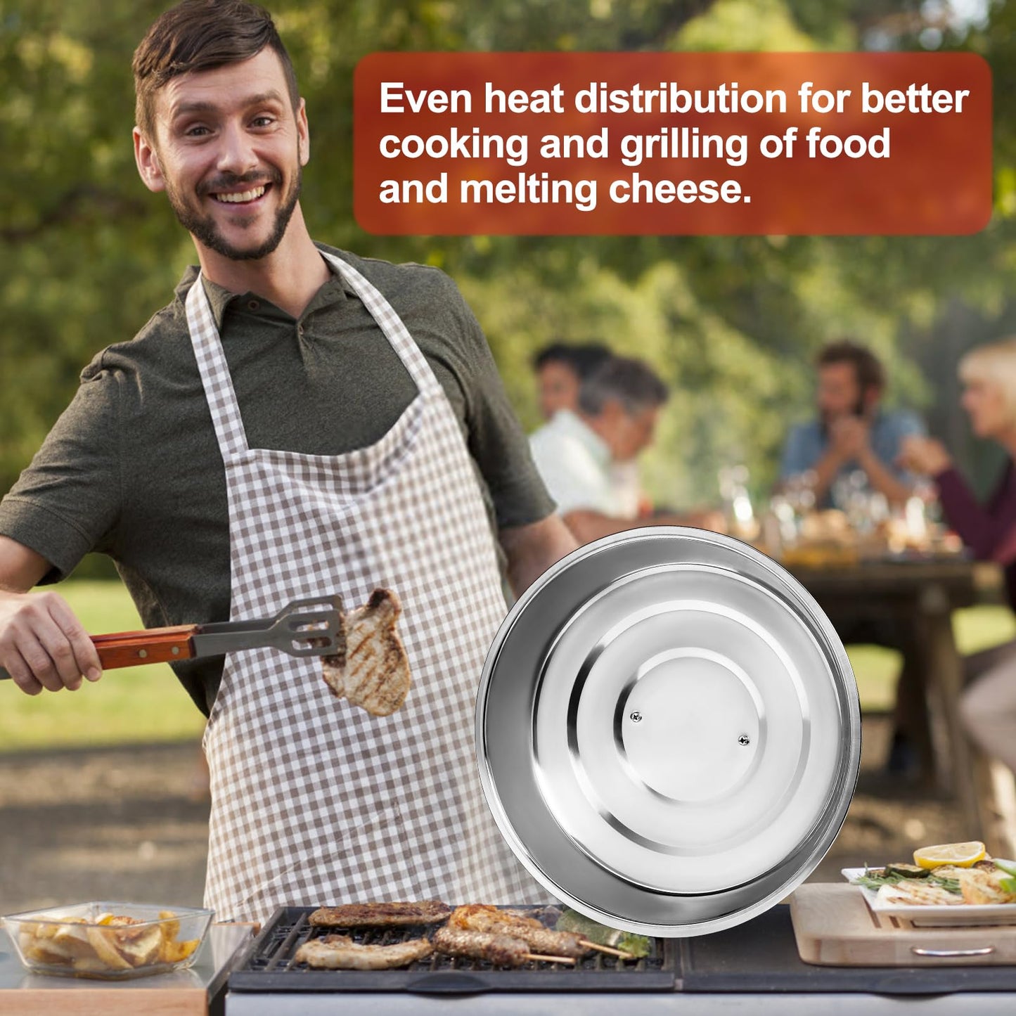 Round Basting Cover - 2 Pieces, 12.2 Inch Metal Steamer Dome Grill Accessories for Blackstone, Cheese Melting Dome for Griddle Cooking & Steaming, Good for Outdoor & Indoor