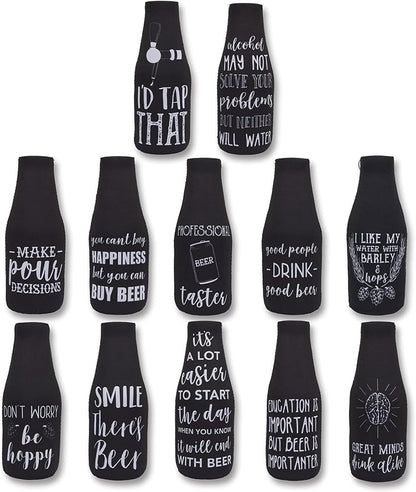 Cozy 12 oz, Pack 12 BLUE PANDA Neoprene Beer Sleeve - Black & White, of - Insulated Beer Bottle Cooler & Soda Can
