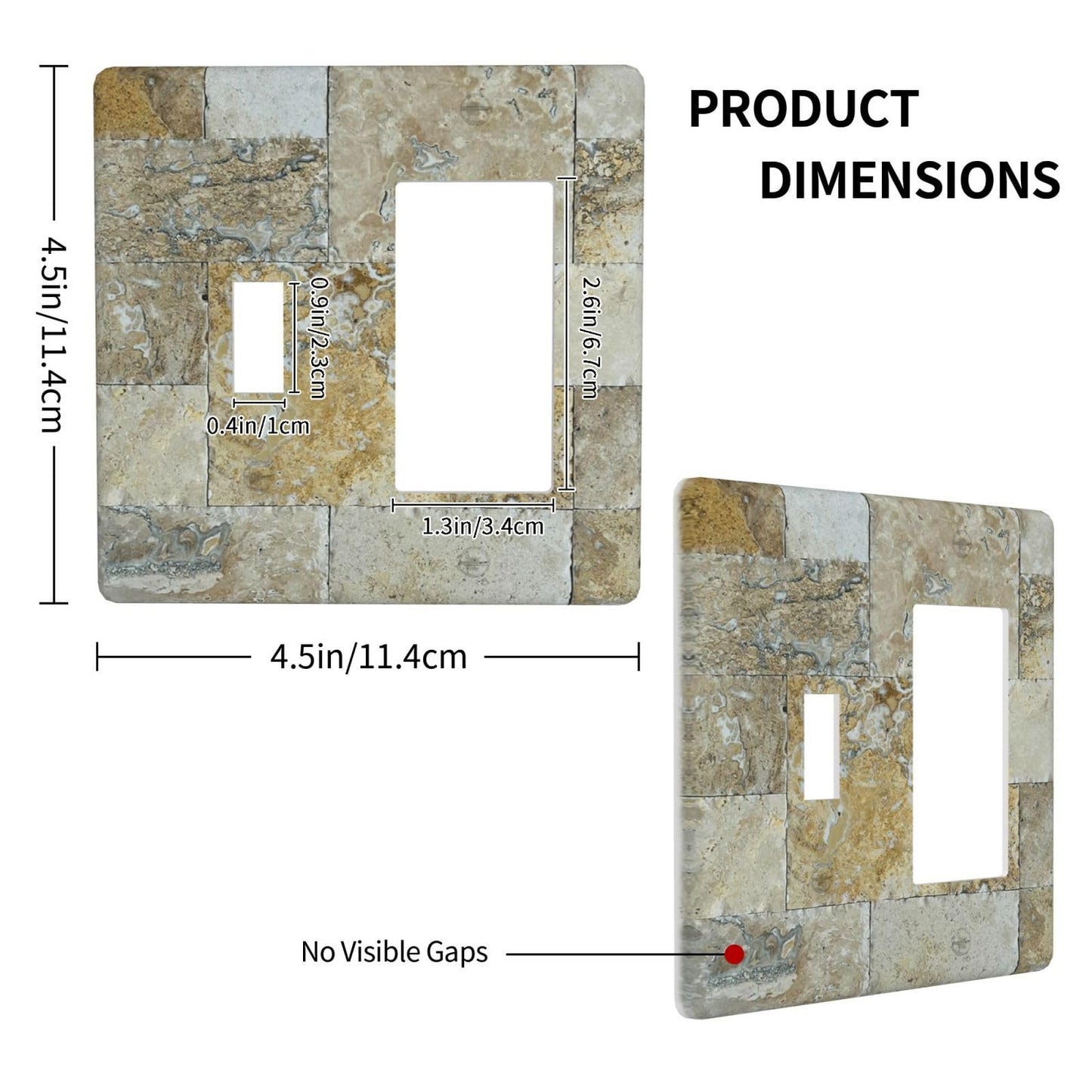 Mini Pattern Tumbled Mosaic Tile Stone Print Outlet Covers 1 Toggle 1 Rocker Combination Decorative Wall Plate Electrical Switch Plates Light Switch Cover Plate for Bathroom Kitchen Home Decor