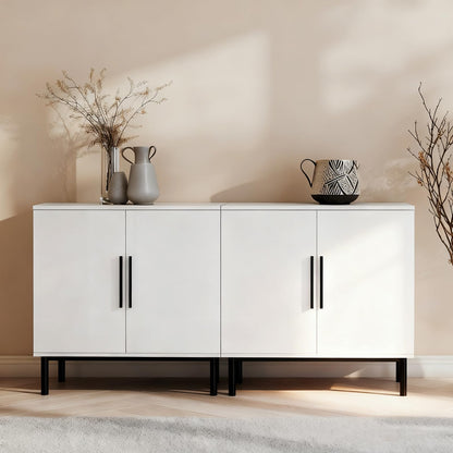 COMHOMA Sideboard Buffet Cabinet with Storage, Modern Wood Versatile Coffee Bar Console Table for Living Room Kitchen, Dining Room, Hallway，White-2 Pack