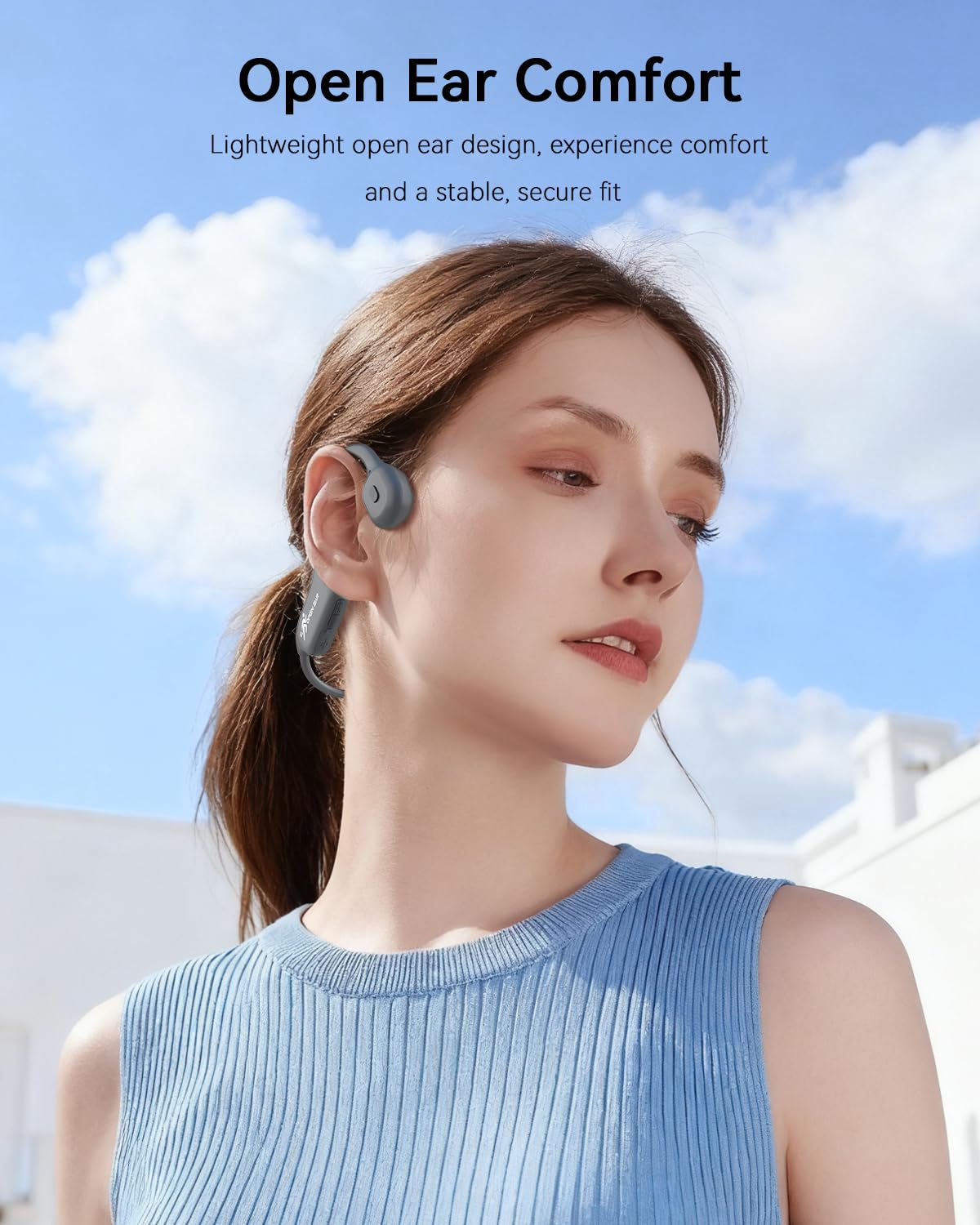 SANOTO Bone Conduction Headphones Bluetooth Open Ear Headphones with Mic, Lightweight Bone Conduction Earbuds IPX5 Waterproof Sport Wireless Earphones for Running Cycling Workout