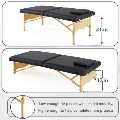 AceOrbit 73" x 33" x 24" Low Level Portable Folding Massage Table Adjustable Physical Exercise Therapy Bed Folding Massage Table for Spa Yoga Exercise Tattoo Home Training Station for Rehabilitation