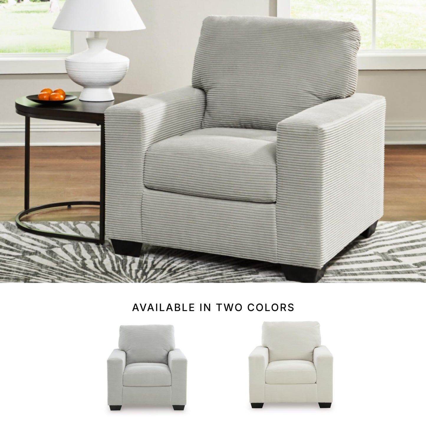 Signature Design by Ashley Ammon Urban Anti Sag Chair with Loose Seat Cushion, Light Gray