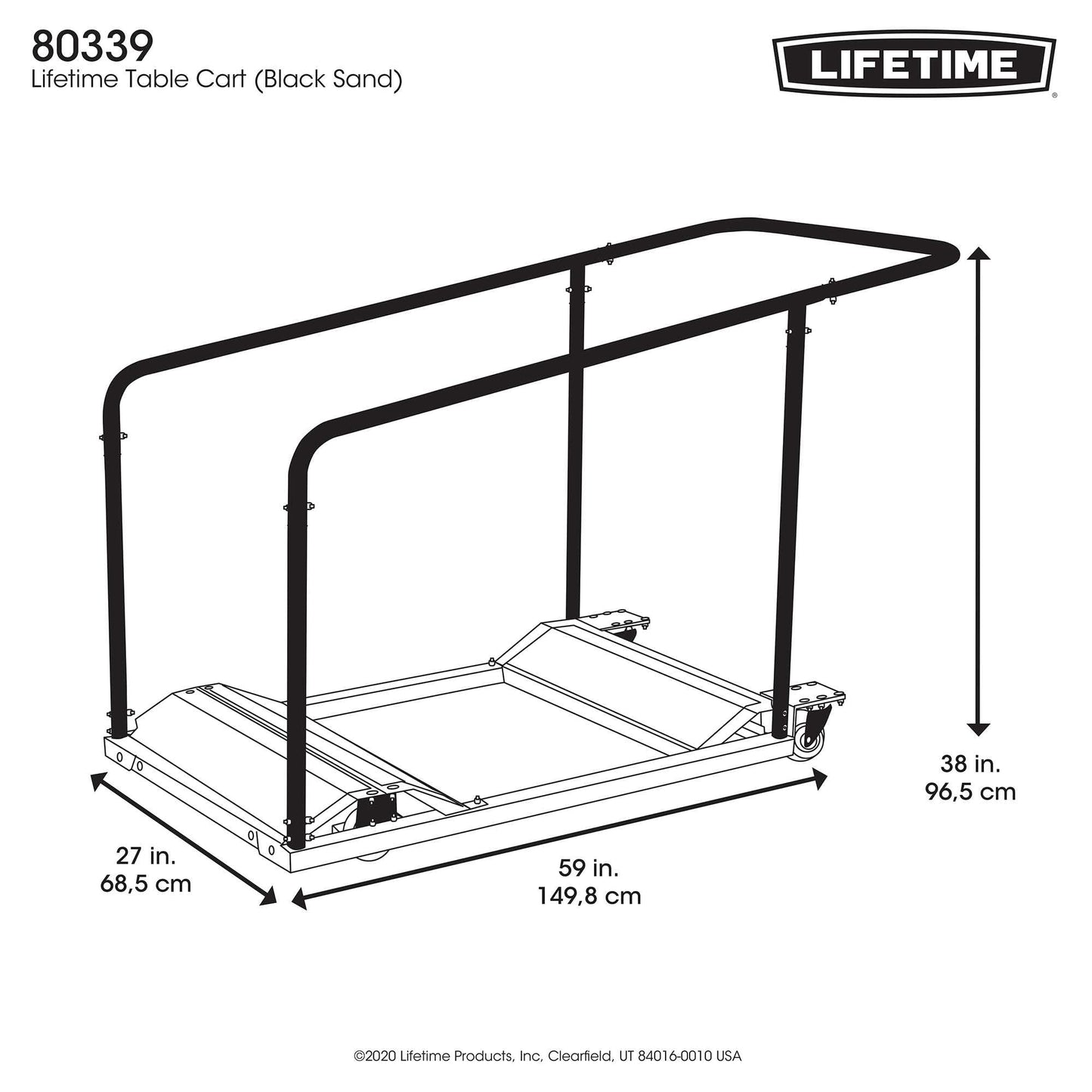 LIFETIME 80339 Table Cart, Black