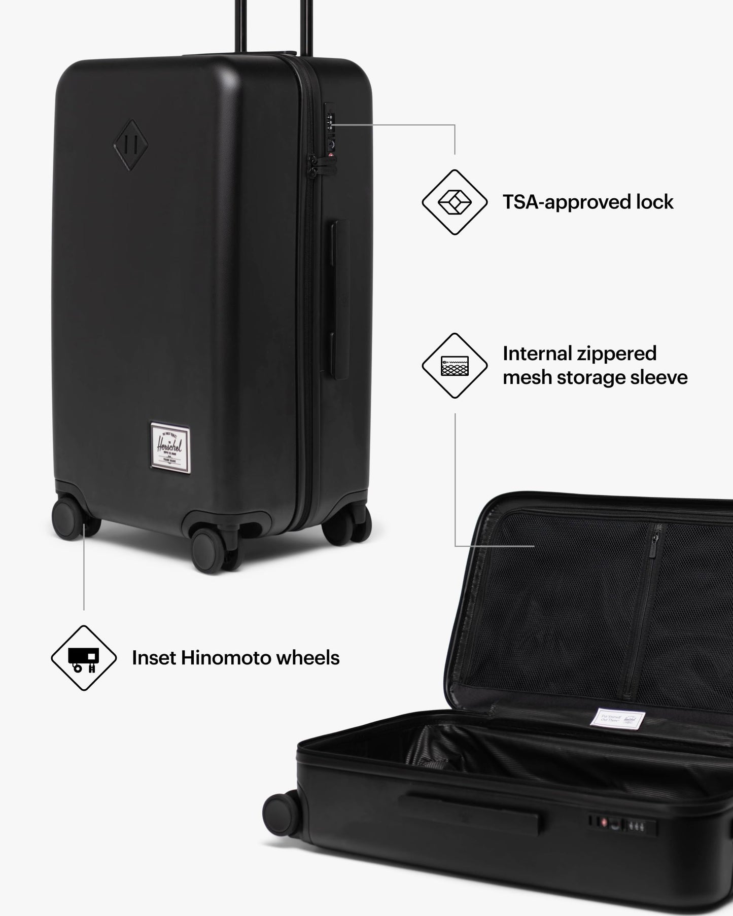 Herschel Supply Co. Unisex Heritage Hardshell Luggage, Gargoyle, Medium - 27 inch