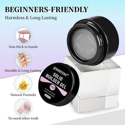 JEWHITENY Poly Extension Gel Nail Kit 14 PCS Poly Gel Kit with Slip Solution and Mini Lamp Nail Art Design Beginner