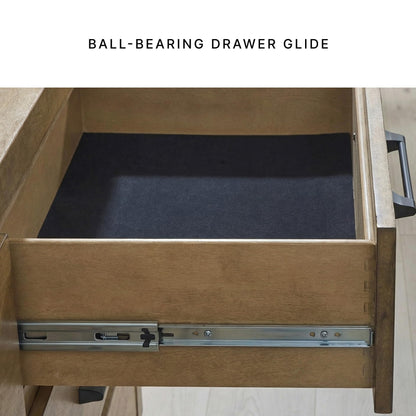 Signature Design by Ashley Sherbana Casual 5-Drawer Chest of Drawers with Safety Stop and Felt-Lined Top Drawer, Light Brown