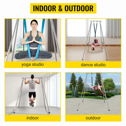Happybuy Yoga Sling Inversion 9.6 FT Height Inversion Yoga Swing Stand Max Capacity 551lbs/250kg Aerial Yoga Frame with 236in/6m Yoga Swing Inversion Sling Body Bundle Safety Belts Green