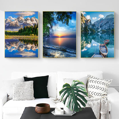 OFRKE Diamond Painting Kits for Adults,3 Pack Landscape Diamond Art for Beginners, Diamond Round 5D Full Drill Paint with Diamonds Pictures Gem Art Painting Kits DIY Crafts Kits 12x16inch